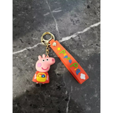 3D PVC Figure Keychain - Peppa Pig - Peppa Holding Flower Basket