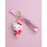 3D PVC Figure Keychain - Hello Kitty - Kitty Red Coat Ice Cream