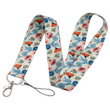Lanyard - Floral Pattern (Orange, Blue, Pink Flowers)