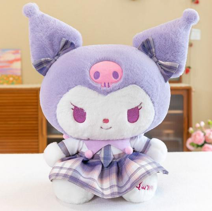 Plush - Sanrio - Kuromi - Purple Plaid Bows and Tartan Skirt