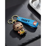 3D PVC Figure Keychain - Child's Play - Chucky In Leatherface Costume With Chainsaw