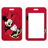 ID Card Badge Holder - Mickey & Friends - Minnie Mouse Sitting Red Background