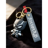 3D PVC Figure Keychain - Marvel - Chibi Black Panther Grey