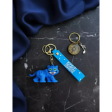 3D PVC Figure Keychain - KPop Demon Hunters - Blue Derpy Tiger With Green Eyes
