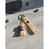 3D PVC Figure Keychain - Pets - Buddy Sitting Blue Collar