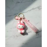 3D PVC Figure Keychain - Hello Kitty - Pink Bunny Suit