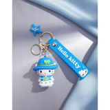 3D PVC Figure Keychain - Hello Kitty - Blue Hat Green Dress