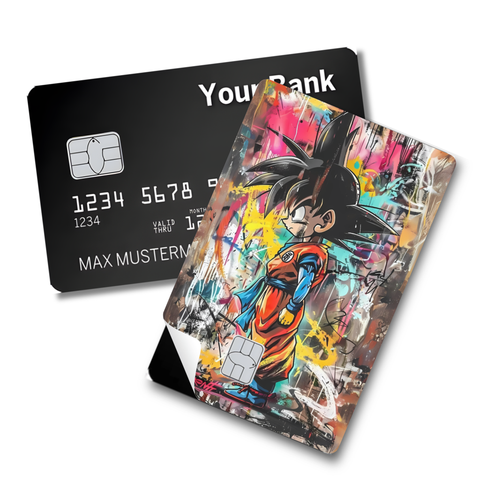 Credit Card Skin Sticker - Dragon Ball - Kid Goku in Graffiti Style with Vibrant Colors
