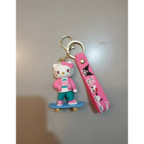 3D PVC Figure Keychain - Hello Kitty - On Skateboard