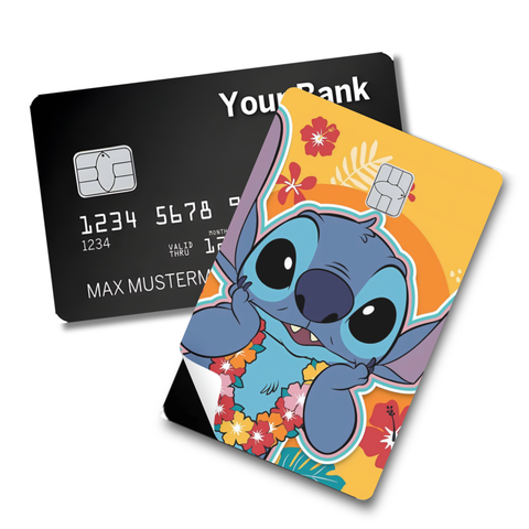 Credit Card Skin Sticker - Lilo & Stitch - Stitch with Tropical Flowers