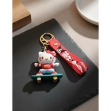 3D PVC Figure Keychain - Hello Kitty - Riding Skateboard