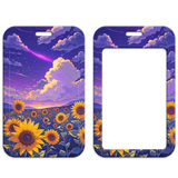 ID Card Badge Holder - Sunflower Field At Sunset with Clouds and Shooting Star