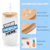 Custom Borosilicate Glass Tumbler with Lids and Straws 16oz