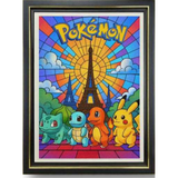 3D Light Frame - Pokémon - Stained-glass Eiffel Tower With Starters And Pikachu