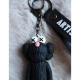 3D PVC Figure Keychain - KAWS - Black Flocked Kaws Companion