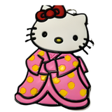 Sanrio Hello Kitty in pink polka dot kimono PVC keychain