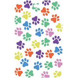 ID Card Badge Holder - Colorful Paw Prints Pattern White