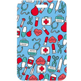 ID Card Badge Holder - Medical Supplies Pattern (Light Blue Background Cartoon Style)