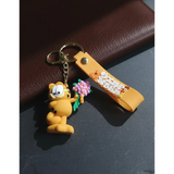 3D PVC Figure Keychain - Garfield - Holding Flowers