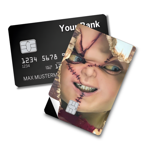 Credit Card Skin Sticker - Chucky Horror Face - Creepy Smile Edition