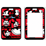 ID Card Badge Holder - Disney - Oswald The Lucky Rabbit Poses Red Grid