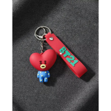 3D PVC Figure Keychain - Bt21 - Tata In Blue Pajamas