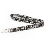 Lanyard - White and Brown Floral on Black