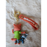 3D PVC Figure Keychain - Zootopia - Nick Wilde Judy Hopps Kicking