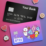 Credit Card Skin Sticker - BT21 (BTS) - BT21 Characters Heart On Pink Purple Gradient - Holographic