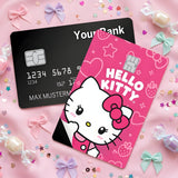 Credit Card Skin Sticker - Sanrio - Hello Kitty Peeking On Pink With Hearts And Strawberries - Holographic