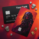 Credit Card Skin Sticker - Predator - Masked Predator Against Red Orange Sunset - Holographic
