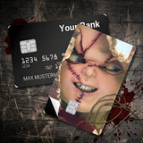 Credit Card Skin Sticker - Child's Play - Chucky Doll Stitched Face Close-up