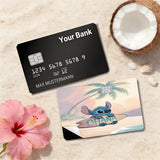 Credit Card Skin Sticker - Lilo & Stitch - Stitch On Ohana Surfboard At Sunset