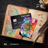 Credit Card Skin Sticker - Harry Potter - Colorful Psychedelic Hogwarts Crest Design - Holographic