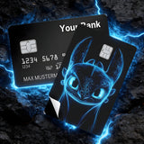 Credit Card Skin Sticker - How to Train Your Dragon - Glowing Blue Neon Toothless Outline - Holographic