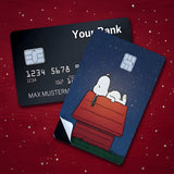 Credit Card Skin Sticker - Peanuts - Snoopy Sleeping On Doghouse At Night