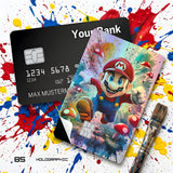 Credit Card Skin Sticker - Super Mario - Jumping Mario With Splatter - Holographic