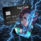 Credit Card Skin Sticker - Demon Slayer - Tanjiro Blue Lightning - Holographic