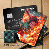 Credit Card Skin Sticker - Demon Slayer - Tanjiro Surrounded By Fire - Holographic