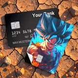 Credit Card Skin Sticker - Dragon Ball - Super Saiyan Blue Goku Fiery Aura - Holographic