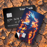 Credit Card Skin Sticker - Dragon Ball - Goku Blue Hair Fiery Aura - Holographic