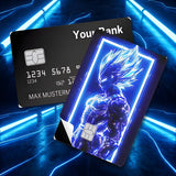 Credit Card Skin Sticker - Dragon Ball - Vegeta Blue Neon Frame - Holographic