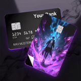 Credit Card Skin Sticker - Solo Leveling - Sung Jinwoo Purple Shadow Aura - Holographic