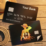 Credit Card Skin Sticker - One Piece - Luffy Straw Hat Sunset Ship Silhouette - Holographic