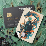 Credit Card Skin Sticker - One Piece - Roronoa Zoro With Teal Dragon And Flames