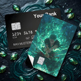 Credit Card Skin Sticker - One Piece - Roronoa Zoro Teal Water Aura - Holographic