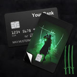 Credit Card Skin Sticker - One Piece - Roronoa Zoro Silhouette With Green Swords - Holographic