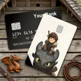 Credit Card Skin Sticker - How to Train Your Dragon - Chibi Hiccup Riding Toothless - Holographic