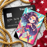Credit Card Skin Sticker - DC Comics - Chibi Wonder Woman Colorful Portrait - Holographic