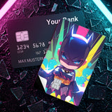 Credit Card Skin Sticker - DC Comics - Chibi Batman In Colorful Cyberpunk Style - Holographic